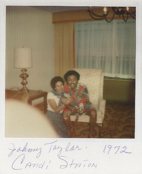 #TBT Me and my childhood friend, the late great #JohnnieTaylor back in 1972 after a show. This is an old polaroid where I wrote the date. I dug it out of my old photo albums when TV One's "UnSung" asked me if I had any photos of Johnnie for their 2016 episode about Johnnie's life and career. #music #legend #soul.  Source:  Candi Staton Facebook Page Candi Staton, Johnnie Taylor, Old Polaroid, Back In 1972, American Celebrities, Concert Video, My Childhood Friend, Black Hollywood, Black Music