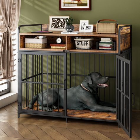 Dog Crate With Storage, Dog Cage Table, Furniture Dog Kennel, Large Dog Crate Furniture, Dog Kennel Indoor, Dog Kennel End Table, Custom Dog Crate, Dog Crate Table, Cage Table