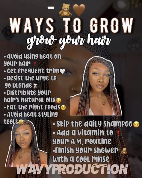 Hair Growth Tips With Braids, How To Help My Hair Grow Faster, Braided Hairstyles For Hair Growth, Ways To Grow Your Hair Faster Black Hair, Hair Growth Tips For Black Women, One Year Hair Growth, Ways To Grow Hair, Hair Journey Tips, Hair Growth Methods