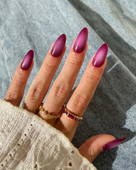 Aura Nails, Airbrush Nails, Purple Nail Designs, Purple Nail, Gel Nail Kit, Blush Nails, Red Nail Designs, Almond Nails Designs, Purple Nails