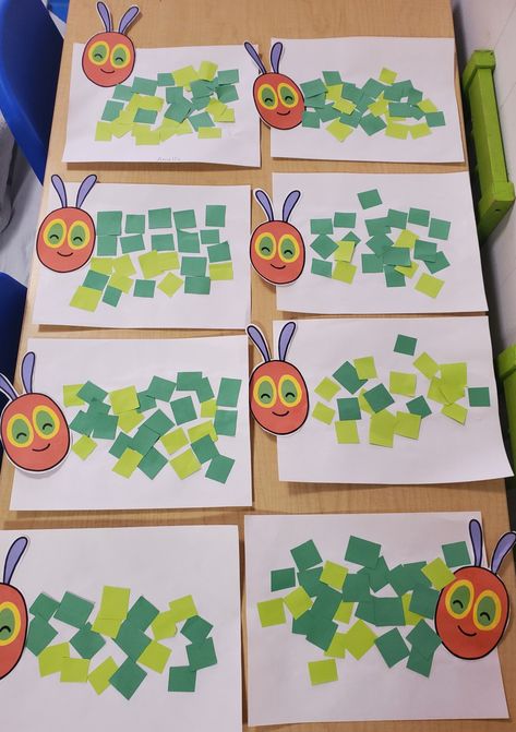 Caterpillar Craft Preschool, Hungry Caterpillar Classroom, Caterpillar Preschool, Caterpillar Art, Hungry Caterpillar Craft, Hungry Caterpillar Activities, Caterpillar Craft, Nursery Activities, Sensory Art