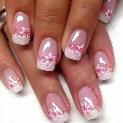 Faster shipping. Better service Ballet Designs, Press Nails, Glitter Rosa, Nagel Tips, Ombre Nail, Flower Nail Designs, Her Nails, Fake Nails With Glue, Nail Idea