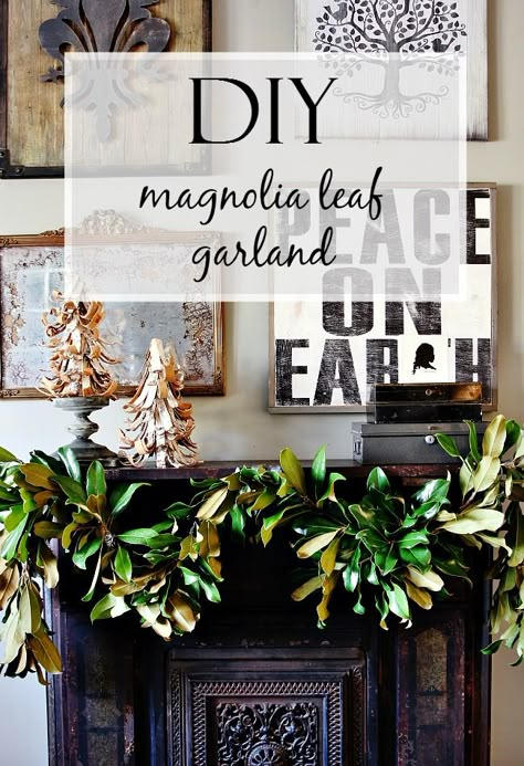 How To Make Magnolia Garland, Magnolia Leaf Garland Christmas, How To Make A Magnolia Garland, Making Magnolia Garland, Magnolia Leaf Garland Diy, Magnolia Leaf Wreath Diy, Magnolia Leaf Christmas Wreath, Magnolia Christmas Garland, Magnolia Garland Diy