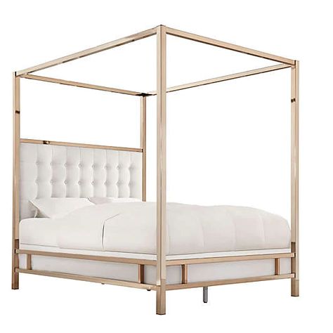 Beds | Bunk Beds | Twin, King & Queen Size Beds | Bed Bath & Beyond Low Profile Canopy Bed, Simple Bed Designs, Metal Canopy Bed, Murphy Bed Ikea, Murphy Bed Plans, Tufted Upholstered Headboard, Cali Style, Bedroom Idea, Simple Bed