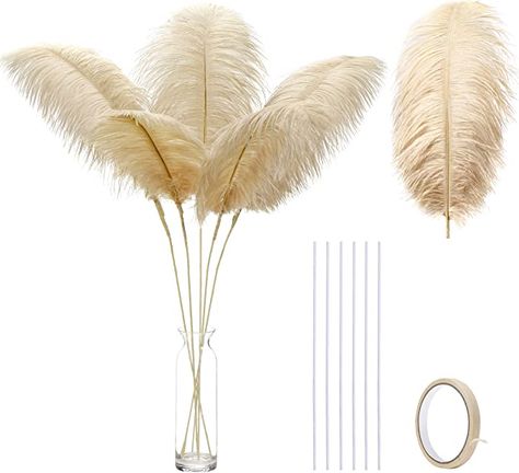 Ostrich Feather Centerpieces, Floral Arrangement Wedding, Wedding Party Centerpieces, Feather Centerpieces, Large Feathers, Boho Feathers, Feather Crafts, Wedding Vases, Party Centerpieces