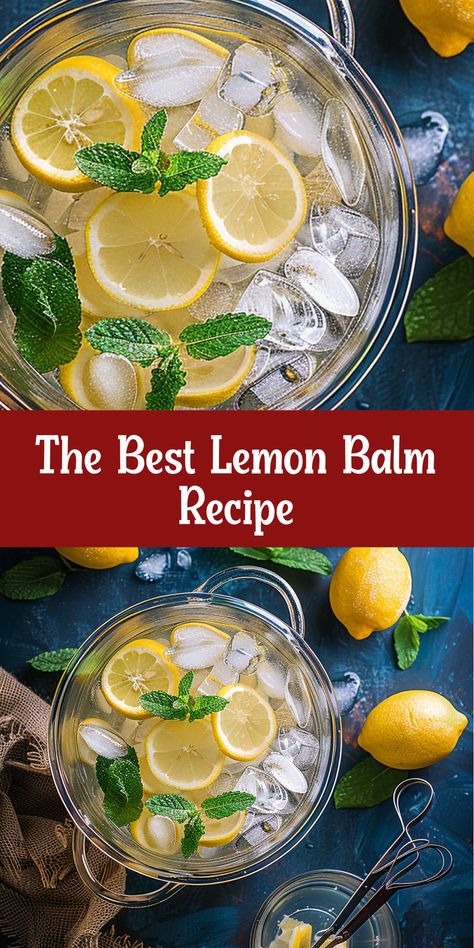 Savor the delightful flavor of lemon balm with this delicious drink recipe—perfect for using fresh herbs! How To Make Lemon Balm Drink, Blended Lemon Drink, Lemon Balm Water Recipe, Lemon Balm Syrup, Lemon Balm Water, How To Make Lemon Balm Tea, Lemon Balm Drink Recipes, Lemon Balm Recipes Ozempic, Lemon Balm Recipes Drinks