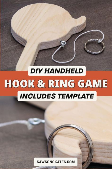 Ball And Cup Game Diy, Diy Wood Games Projects, Hook And Ring Game Diy, Wood Games Diy, Wooden Games Diy, Wooden Games For Kids, Toss Game Diy, Diy Wooden Games, Diy Wooden Toys