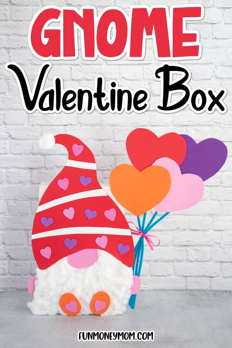 This whimsical Gnome Valentine Box, complete with free printable templates, is the perfect way for little ones to collect all their classroom valentine cards at school. It's an easy Valentine's Day Craft that's simple and fun and perfect for kids of all ages! Diy Valentine's Mailbox, Valentine Box Ideas, Girls Valentines Boxes, Diy Valentines Box, Valentine Boxes For School, Kids Valentine Boxes, Friends At School, Classroom Valentine Cards, Valentine Card Box