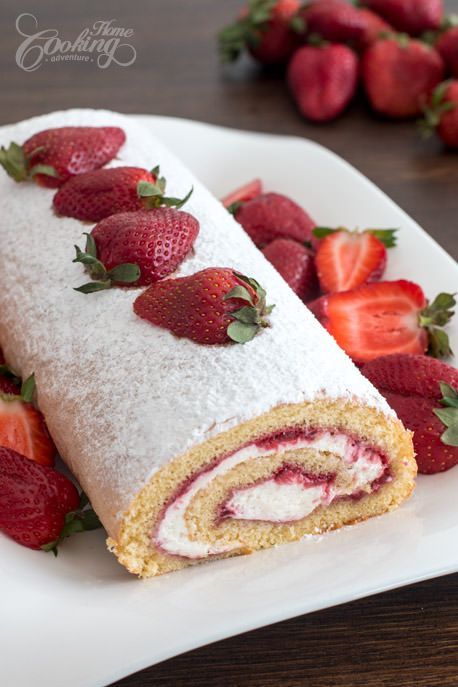 The recipe for this Strawberry Swiss Roll is very easy to prepare but looks totally impressive not to mention it has an incredible flavor and completely melts in your mouth. مربى الفراولة, Strawberry Roll, Strawberry Roll Cake, Flavored Cream Cheeses, Jelly Roll Cake, Swiss Roll Cakes, Swiss Roll Cake, Swiss Rolls, Roll Cakes