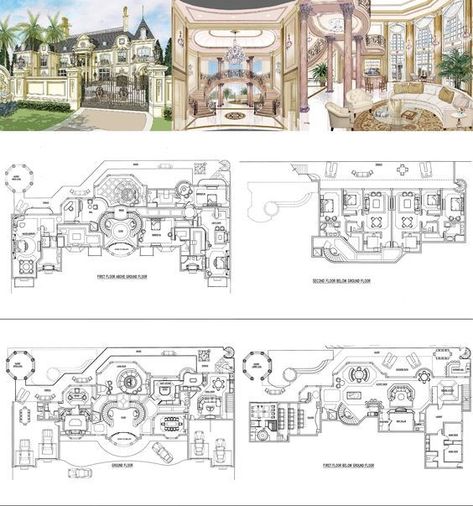 The Abuja French Chateau - Nigeria, Africa French Castle Floor Plans, Castle Floor Plans French Chateau, French Chateau Plans, Modern French Chateau Floor Plans, French Chateau Blueprints, French Villa Floor Plan, French Chateau Floor Plans Layout, Mansion Plans Layout, French Chateau Bloxburg