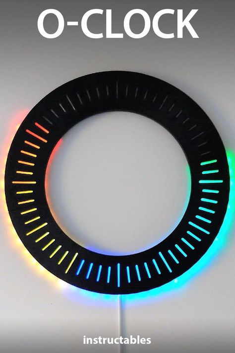 hans andersson's O-Clock tells the time in a colorful way: Red/Green/Blue = Hour/Minute/Second. #Instructables #electronics #technology #clock #LED Arduino Led, Light Clock, Led Lighting Diy, Led Projects, Electronics Basics, Electronic Schematics, Perpetual Motion, Led Clock, Smart Home Design