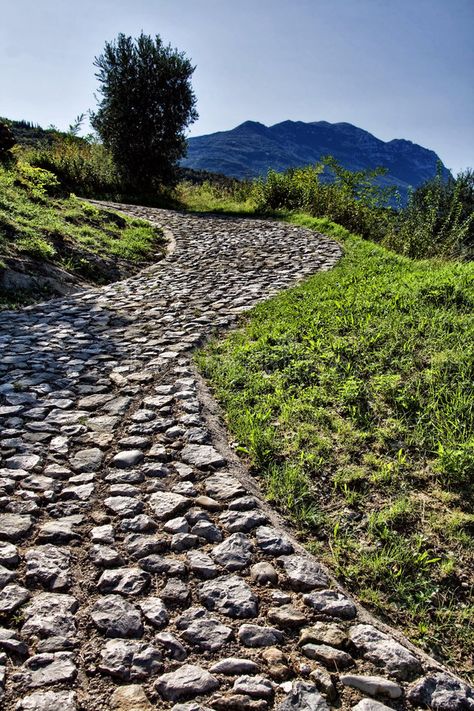 Cobblestone road. Winding cobblestone road going up to the mountains , #Ad, #road, #Cobblestone, #Winding, #mountains, #cobblestone #ad Nature, Pathway Design, Cobblestone Road, Rock Pathway, Cobblestone Walkway, Cobblestone Driveway, Stone Road, Walkway Design, Path Ideas