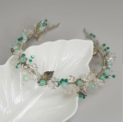 Wedding Mint, Mint Flower, Mint Flowers, Vine Wedding, Silver Tiara, Beautiful Tiaras, Bridal Hair Jewelry, Mint Wedding, Magical Jewelry