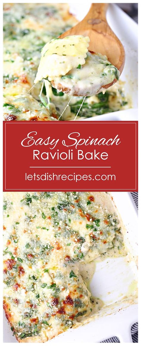 Easy Spinach Ravioli Bake Ravioli Casserole Recipes, Ravioli Bake Recipe, Ravioli Dinner Ideas, Cheese Ravioli Recipe, Pesto Ravioli, Baked Ravioli Recipe, Ravioli Recipes, Spinach And Ricotta Ravioli, Pasta Ravioli