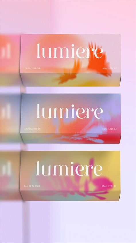 Lumiere perfume brand and packaging design by Waki Huang - Fivestar Branding Agency Is A Design and Branding Agency. This Work Belongs to The Accredited Artist and Is Curated For Inspiration Only 
#packagingdesign #brandinginspiration Brand Box Packaging Design, Pastel Color Packaging, Packaging Design Makeup, Product Instagram, Ombre Packaging, Packaging Design Colorful, Parfum Design Packaging, Products Ideas, Ombre Packaging Design