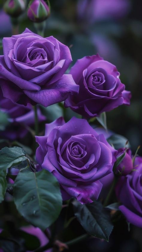 #purple rose #rose love #asthetic Purple Flower Pictures, Purple Roses Wallpaper, Arts And Crafts Tiles, Dark Purple Roses, Purple Flowers Garden, Flowers Black Background, Love Rose Flower, Painting Dark, Purple Flowers Wallpaper