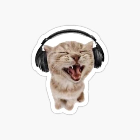 "headphones cat" Sticker for Sale by charlotteluciee | Redbubble Trendy Stickers Printable, Sticker Water Bottle Aesthetic, Aesthetic Music Stickers, Music Aesthetic Stickers, Stickers For Laptop Printable, Sticker Aesthetic Printable, Laptop Stickers Aesthetic Printable, Music Stickers Printable, Music Stickers Aesthetic