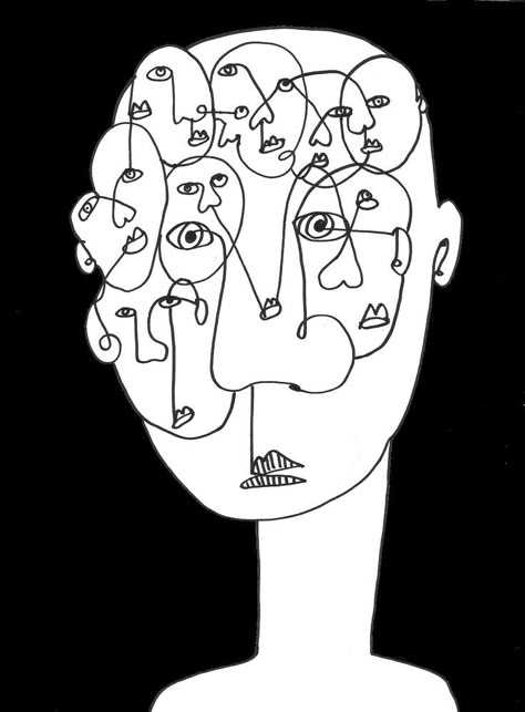 Confused Drawing Faces, Faces Drawing Abstract, Line Illustration People, Face Pen Drawing, Confusion Illustration, Confusion Drawing, Illustration Face Drawing, Confused Drawing, People Line Drawing