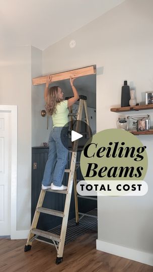 91K views · 13K reactions | CEILING BEAMS FOR UNDER $65 👏

I love how these beams make the hallway feel taller and cozier, all while being budget conscious and beginner friendly 💛 

I went with cedar for its rough, natural look but any wood would work. You could even customize this to any wood stain you like, light or dark.

I love how this simple project transformed the whole space. Would you try this in your home?

➡️Comment BEAMS for a supply list sent straight to your DMs. 

*please note you have to be following OR have your account NOT set to private to receive DMs.

#DIYHome #CeilingBeams #HomeOnABudget #DIYDecor | Aubrey Booth | DIY & Home Design Vaulted Ceiling Ideas, Easy Home Updates, Diy Building Projects, Booth Diy, Audie Murphy, House Cozy, Faux Wood Beams, Dining Room Makeover, Kitchen Ceiling