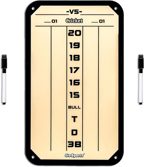 GoSports Dry Erase Steel Darts Scoreboard - Cricket and 01 Dart Games with 2 Magnetic Markers Dart Scoreboard, Cricket Scoreboard, Darts Scoreboard, Dart Games, Darts Game, Bowling Ball, Lets Play, Gift Ideas For Men, Dry Erase