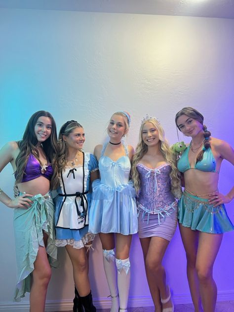 Princess halloween costume #costumeidea #halloween #princess #princesscostume #cinderella #ariel #tangled College Ariel Costume, Hot Cinderella Costume, Cute Cinderella Costume, Jasmine Halloween Costume College, Ariel Halloween Costume Women, Cinderella Costume College, Repunzle Costume Idea, Ariel Costume Women, Disney Princess Costumes For Women