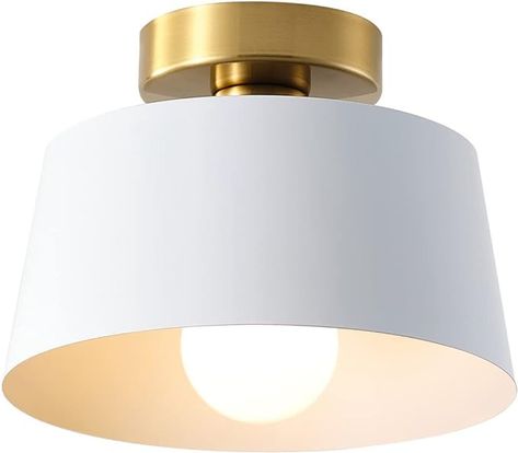 LHLYCLX Ceiling Light Fixture, Hallway Ceiling Light with Gold Plate and White Shade, Modern Simple Style Porch Light Fixtures Semi Flush Mount (2 Pack White) - Amazon.com Flush Mount Ceiling Lights Hallways, Closet Kids Room, Hallway Ceiling Lights, Track Lighting Kitchen, Porch Light Fixtures, Hallway Ceiling, Entry Porch, Hallway Entry, Kitchen Closet