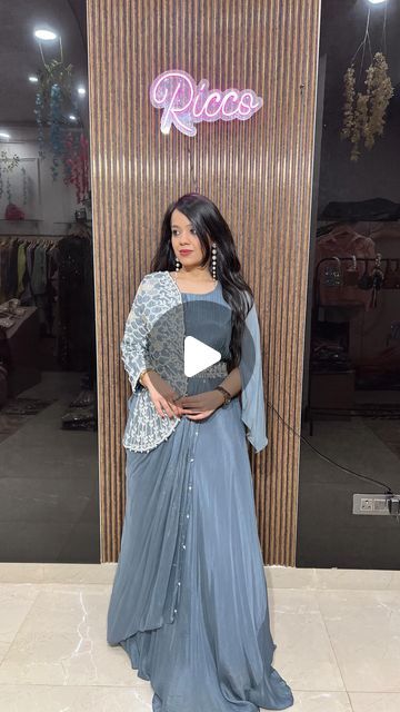 Ricco collections🧿 on Instagram: "💥💥NEW LAUNCH💥💥  Price-4500 Dressing well and looking good is girl's right..👗 Make a classy style statement  with this indowestern long gown with beautiful drape detailing with stylish embroidery with the belt attached to it BOOKING NO-9999998907 •sizes-S/M/L/XL/XXL/3xl Try and buy  📍H-129 basement , ashok vihar phase-1 new delhi-110052   #riccocollectionsbyayushi #coordset #pakistanisuits #onlineshopping  #fashionblogger #festivewear #onlinebussiness #trendingsongs #trendingreels #instagood #haldilook #trendinghashtags #summeroutfit #summercoordsets #partywear #indowestern #kaftanset#pakistanifashion #fashionvideos #hashtags #delhiexhibitions #reelsvideo #fashiontrends" Partywear Gowns, Indowestern Gowns, Dressing Well, Coord Sets, Trending Hashtags, Coord Set, Trending Songs, Classy Style, Pakistani Suits