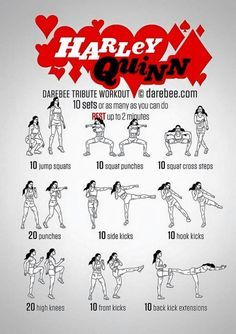 Harley quin Nerdy Workout, Hero Workouts, Exercise Images, Superhero Workout, Warrior Workout, Summer Body Workouts, Body Workout Plan, Home Workouts, Boxing Workout