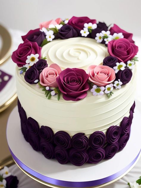 Birthday Cake Ideas Unique, Rose Design Cake, New Trend Cake Design, Trending Cake Designs, Unique Birthday Cake Ideas, Unique Cake Designs, Cake Roses, Unique Cakes Designs, Simple Cakes