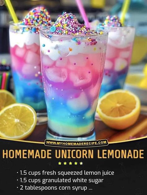 Unicorn Lemonade Recipe, Unicorn Punch Birthday Parties, Unicorn Punch, Unicorn Cocktail, Unicorn Lemonade, Fun Drink Recipe, Birthday Party Drinks, Theme Nights, Special Drinks