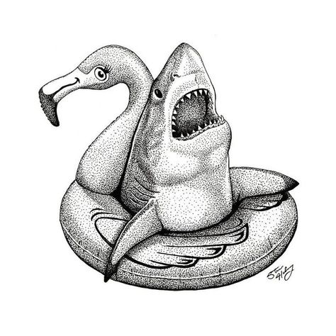 imagination ink drawing Hai Tattoo, Surreal Tattoo, Shark Pictures, Shark Drawing, Stippling Art, Shark Art, Shark Tattoos, Tattoo Art Drawings, Funny Tattoos