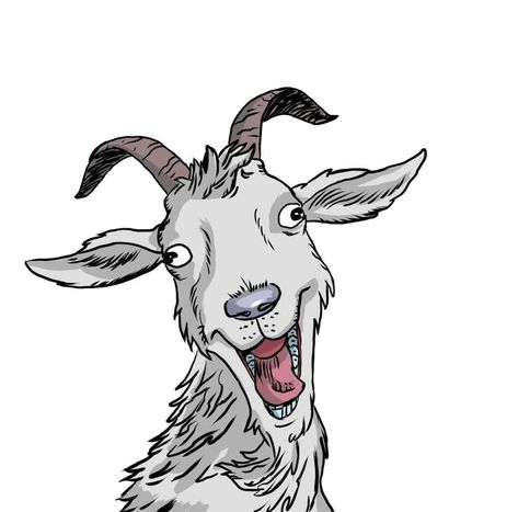 Funny Goat Drawing, Cute Goat Illustration, Goat Cartoon Drawing, Cartoon Goat, Goat Drawing, Eyeball Drawing, Happy Goat, Goat Art, Creepy Drawings