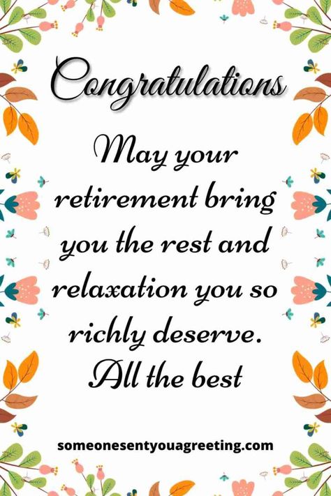 Wish a colleague a happy retirement and all the best for the future with these retirement messages for coworkers | #retirement #retire #happyretirenent #coworker #colleague Quotes For Retirement Inspirational, Happy Retirement Wishes For Teacher, Wishes For Retirement, Retirement Images, Retirement Card For Teacher, Retirement Card Ideas, Retirement Wishes Messages, What To Say In A Retirement Card, Retirement Verses For Cards