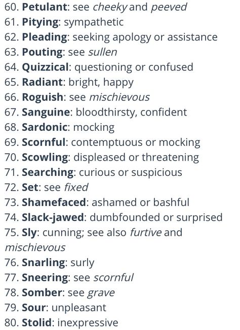 Facial Expressions Master List writing, tips, books, tools 60-80 Facial Expressions Words, Eye Expressions Writing, Facial Expression Writing, Facial Expressions Description, Descriptive Words For Facial Expressions, Types Of Expressions Writing, Describing Facial Features, Facial Descriptions Writing, Ways To Describe Facial Expressions