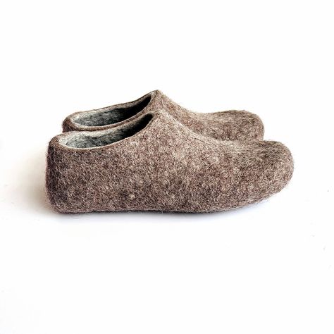 Cozy Christmas Gifts, Wool Shoes, Handmade Slippers, Felt Shoes, Slippers For Men, Indoor Shoes, Gray Winter, Christmas Gifts For Husband, Winter Slippers