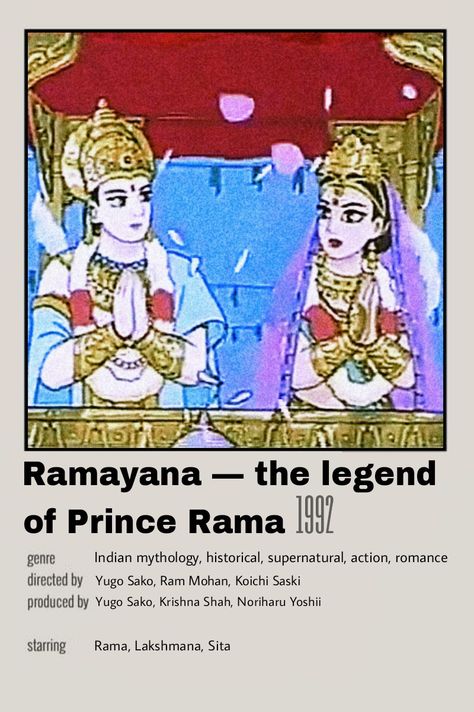 Ramayana Minimalist Poster Ramayana The Legend Of Prince Rama, India Asthetic, Krishna Quotes, Good Movies To Watch, Minimalist Poster, Watch List, Movies To Watch, Good Movies, Krishna