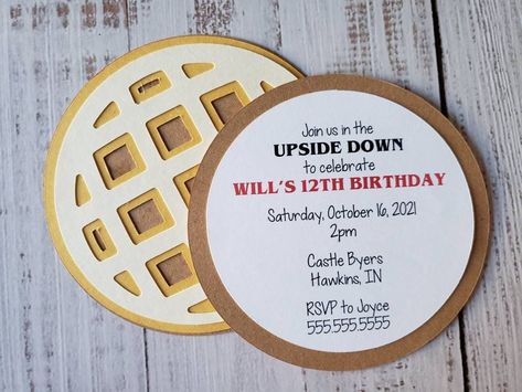 Stranger Things Invitation, Waffle Party, Birthday Invitation Card, Wedding Party Invites, 12th Birthday, Pajama Party, Invitation Card, Invitation Cards, Stranger Things