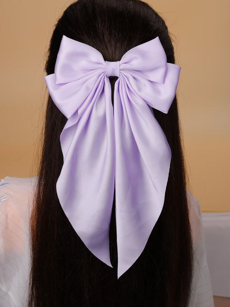 Purple Casual Collar  Chiffon Plain French Clip Embellished   Women Accessories Pride Hairstyles, Satin Hair Bow, Big Hair Bows, Oval Face Haircuts, Summer Haircuts, Hair Bow Clip, French Clip, Bow Hairstyle, Ribbon Hairstyle