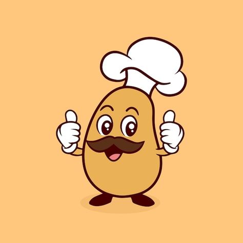 Potato Character Design, Potato Illustrations, Cute Potato Cartoon, Cute Mascot Design, Mascot Design Character, Potato Cartoon, Potato Character, Potato Drawing, Potato Art