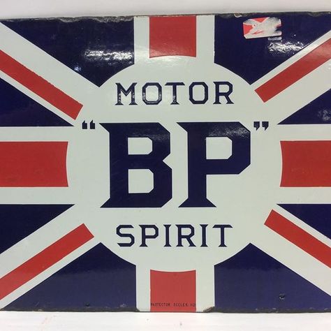 Lot 1450 is a rectangular "BP Motor Spirit" double-sided metal and enamel sign. Approx. 61 cms x 41 cms. - -  #Silver #Jewellery #Watches #Gold #Collectables #Art #Furniture #Auction#Auctions #Exeter #Honiton #Devon #UpcomingAuction #thesaleroom  #Whittons #garageana #automobilia #vintageenamelsigns #vintageoilcans #vintagefuelcans # fuel #oil #motor #whittonsauctions Retro Quotes, Station Service, Old Logo, Porcelain Signs, Uk Flag, Metal Wall Sign, Easy Wall, Advertising Signs, Wall Mounting