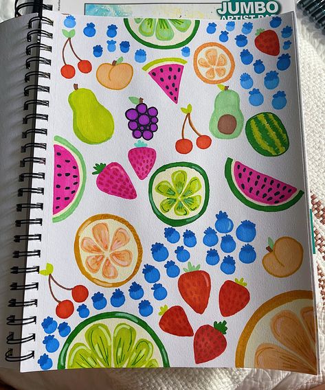 Thing To Draw With Markers, Fruit Art Easy, Fruit Drawings Aesthetic, Fruits Doodle Drawings, Fruit Simple Drawing, Easy Drawings Of Fruit, Cute Easy Drawings With Markers, Cute Drawing Ideas With Markers, Fruits Doodle Art