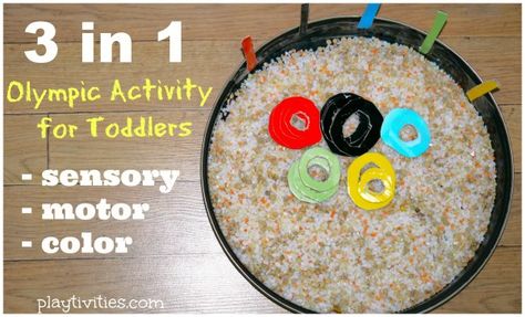 Olympic Sensor Activity Toddlers Will Love Summer Olympics Crafts, Summer Olympics Activities, Preschool Olympics, Olympic Idea, Olympic Crafts, Olympics Activities, Olympic Theme, Olympic Games Sports, Sensory Activities Toddlers