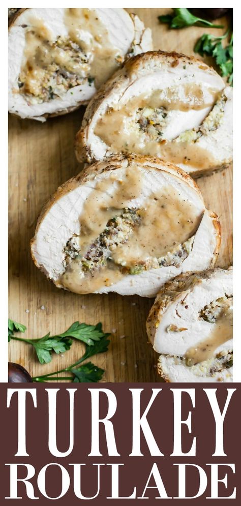 Turkey Roll Ups With Stuffing, Turkey Breast Roulade, Roll A Turkey, Thanksgiving Turkey Breast, Sausage Cornbread, Turkey Gravy From Drippings, Turkey Roulade, Turkey Cooking, Turkey Roll