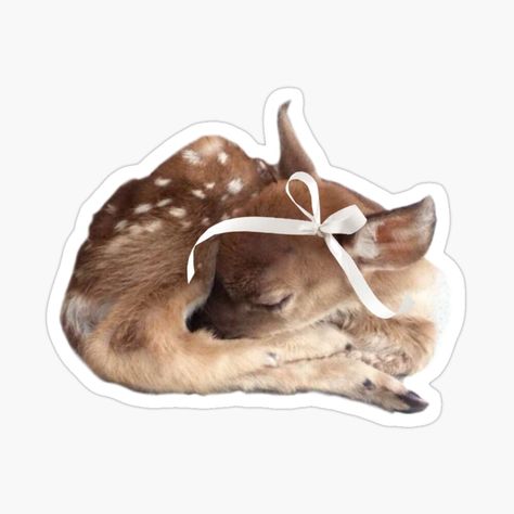 Get my art printed on awesome products. Support me at Redbubble #RBandME: https://www.redbubble.com/i/sticker/Coquette-baby-deer-with-a-bow-by-Pixiedrop/164742418.EJUG5?asc=u Deer With Bow Coquette, Deer Stickers Printable, White Aesthetic Stickers, Cutouts Aesthetic, Aesthetic Girl Stickers, Aesthetic Stickers For Journal, Deer Icon, Stickers Printable Aesthetic, Stickers Aesthetic Printable