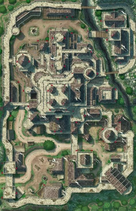 Dnd Castle Courtyard Map, Medieval City Layout, D&d Castle Map, Castle Rpg Map, Dnd Castle Map, Castle Battlemap, Dnd Castle, Dnd Battle Maps, Rpg City