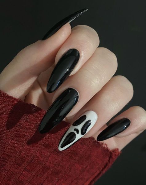 Xl Goth Nails, Nail Art Designs At Home, Paznokcie Hello Kitty, Horror Nails, Halloween Nails Easy, Goth Nails, Halloween Nail Designs, Halloween Nail, Fire Nails