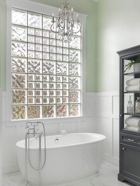 Found on Bing from www.pinterest.com Bathroom Windows In Shower, Glass Block Shower, Glass Blocks Wall, Glass Block Windows, Bathroom Window Treatments, Window In Shower, Bathtub Remodel, Bathroom Window, Diy Bathroom Remodel