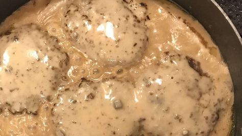 Hamburgers with Mushroom Gravy Recipe | Allrecipes Hamburger Steak With Cream Of Mushroom, Hamburgers In Mushroom Gravy, Hamburgers In Mushroom Soup, Salsbury Steak Cream Of Mushroom, Hamburger In Cream Of Mushroom Soup, Cream Of Mushroom Hamburger Steak, Hamburgers With Mushroom Gravy, Hamburger Steak With Cream Of Mushroom Soup, Hamburger With Mushroom Gravy