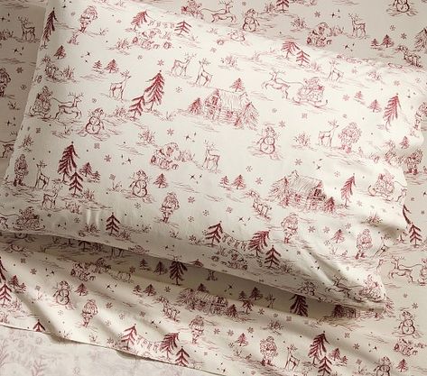 Chris Loves Julia Decoupage Balls Ornaments, Set of 8 | Pottery Barn Kids Holiday Bed Sheets, Kids Christmas Bedding, Christmas Bed Sheets, Christmas Toile, Organic Christmas, Christmas Sheets, Kids Sheets, Chris Loves Julia, Christmas Bedding