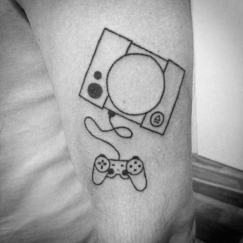 Guys Playstation Video Game Console Arm Tattoos Computer Tattoo, Playstation Tattoo, Games Tattoo, Comic Book Tattoo, Video Game Tattoos, Gamer Tattoos, Video Game Tattoo, Star Wars Tattoo, Gaming Tattoo